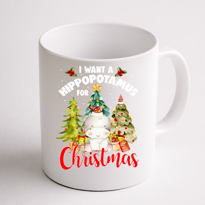 I Want A Hippopotamus For Christmas Xmas Tree Hippo Lover Gift Front & Back Coffee Mug