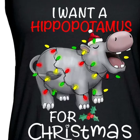 I Want A Hippopotamus For Christmas Xmas Hippo Ladies Essential Flowy Tank