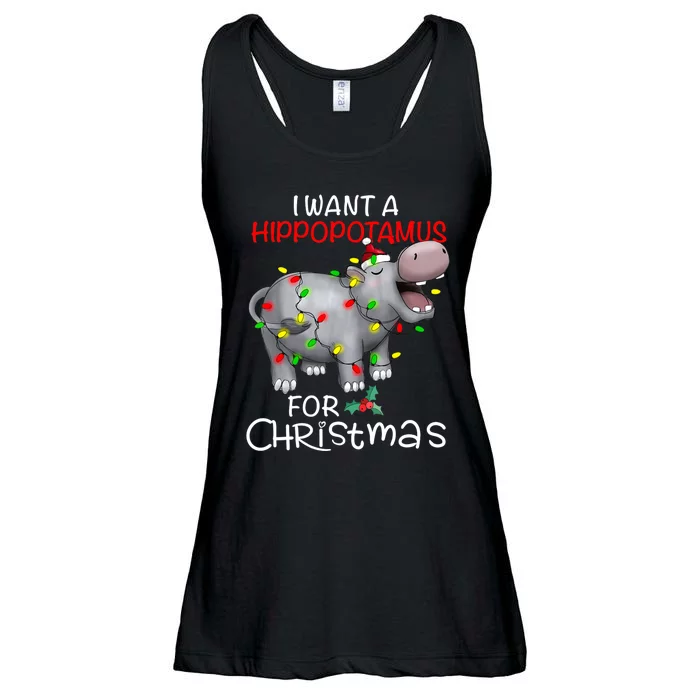 I Want A Hippopotamus For Christmas Xmas Hippo Ladies Essential Flowy Tank