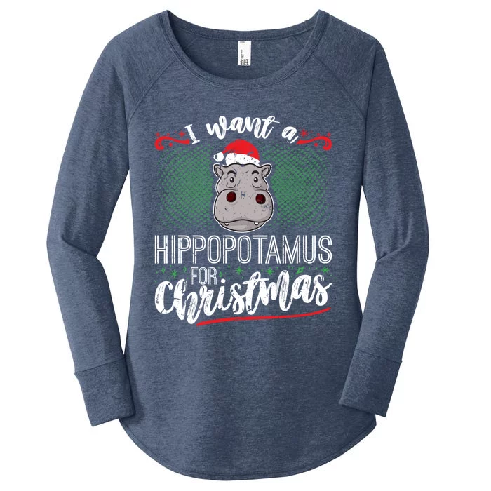 I Want A Hippopotamus For Christmas Gift Women's Perfect Tri Tunic Long Sleeve Shirt