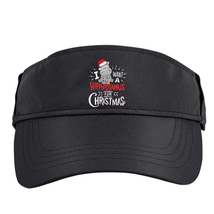 I Want A Hippopotamus For Christmas, Xmas Hippo TShirt Adult Drive Performance Visor