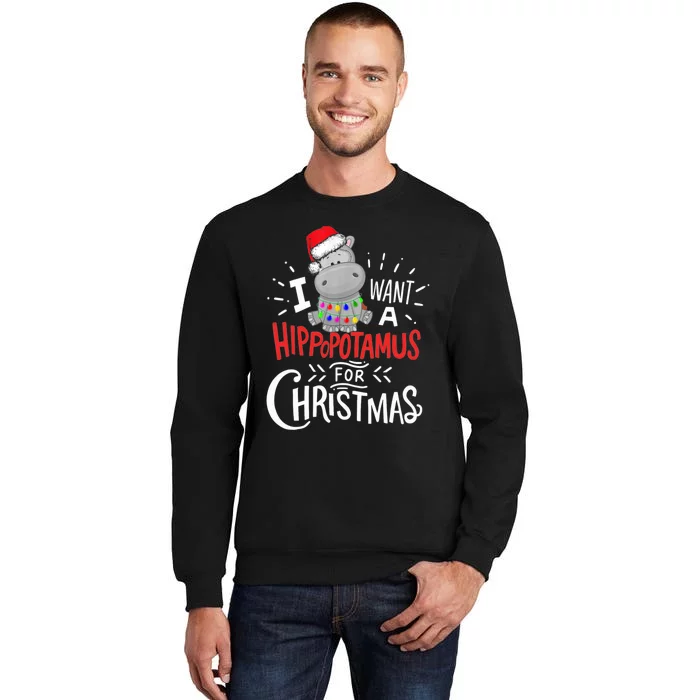 I Want A Hippopotamus For Christmas, Xmas Hippo TShirt Tall Sweatshirt