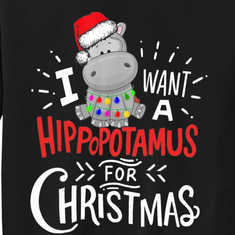 I Want A Hippopotamus For Christmas, Xmas Hippo TShirt Tall Sweatshirt