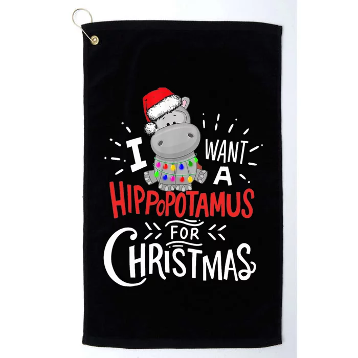 I Want A Hippopotamus For Christmas, Xmas Hippo TShirt Platinum Collection Golf Towel