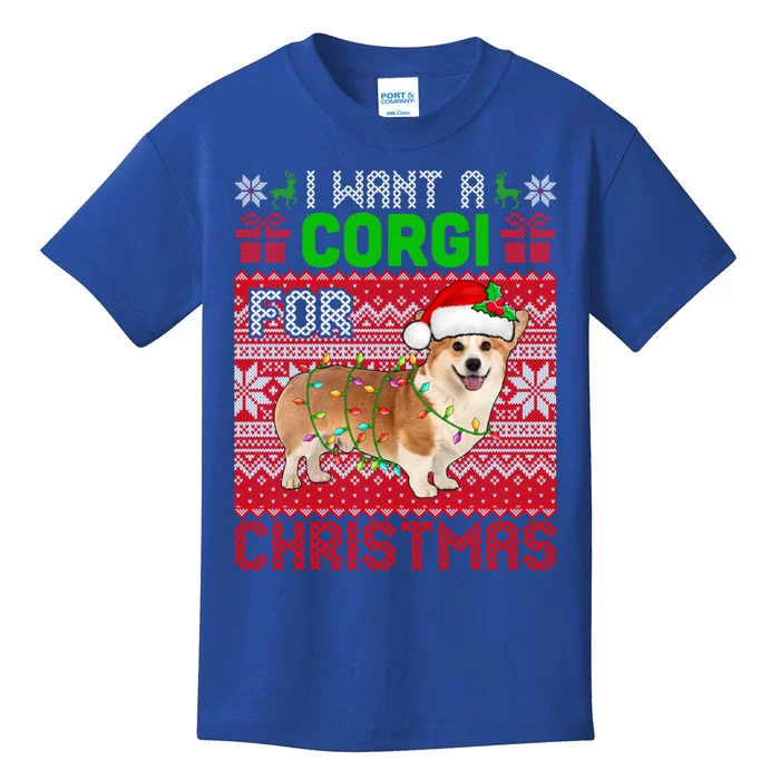 I Want A Corgi For Christmas Santa Dog Lover Owner Gift Kids T-Shirt