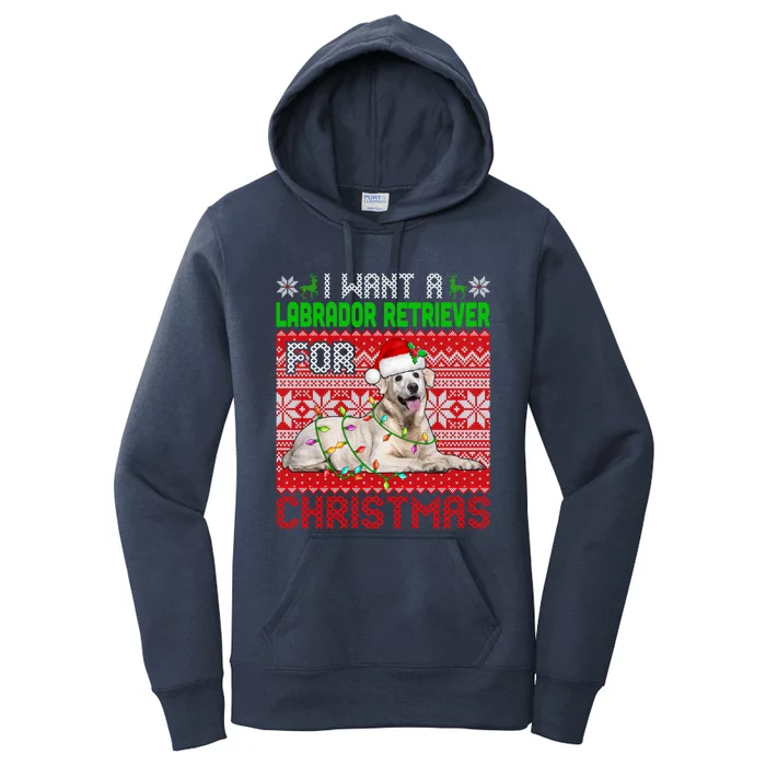 I Want A Labrador Retriever For Christmas Santa Dog Lover Funny Gift Women's Pullover Hoodie