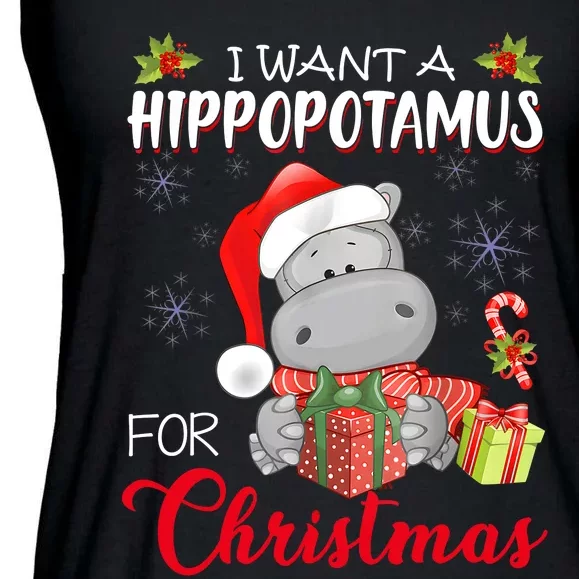 I Want A Hippopotamus For Christmas Xmas Hippo Ladies Essential Flowy Tank