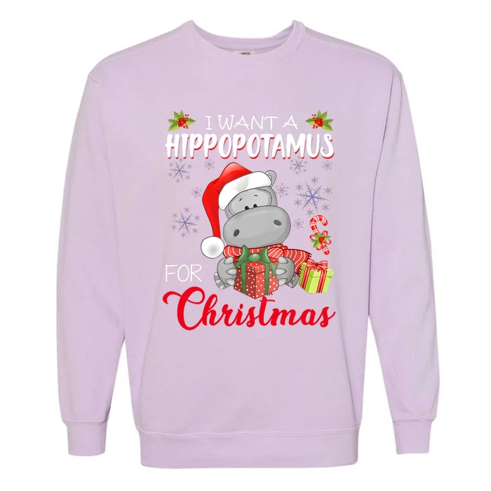 I Want A Hippopotamus For Christmas Xmas Hippo Garment-Dyed Sweatshirt