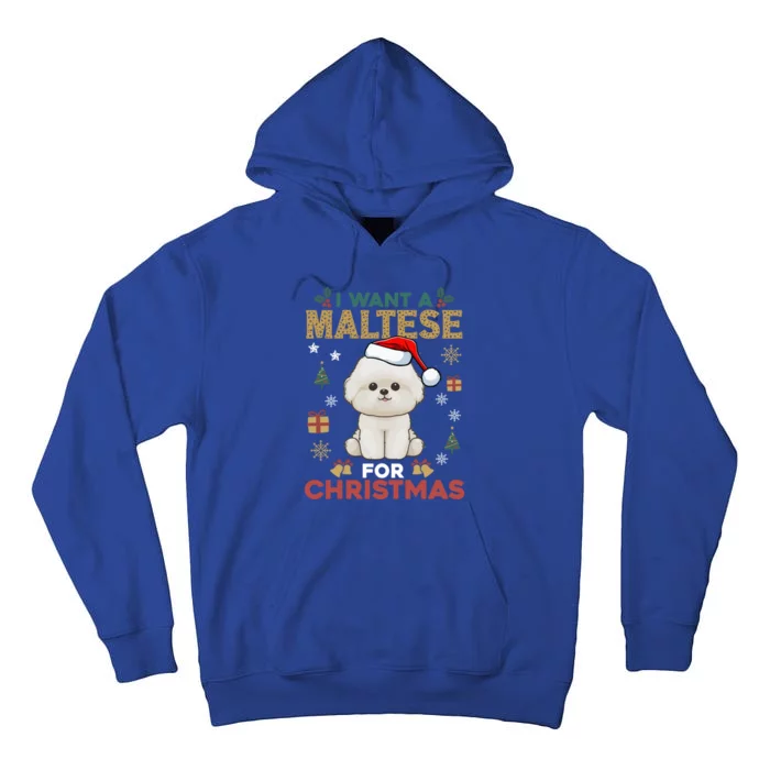 I Want A Maltese For Christmas Cute Dog Lover Family Pajama Gift Tall Hoodie