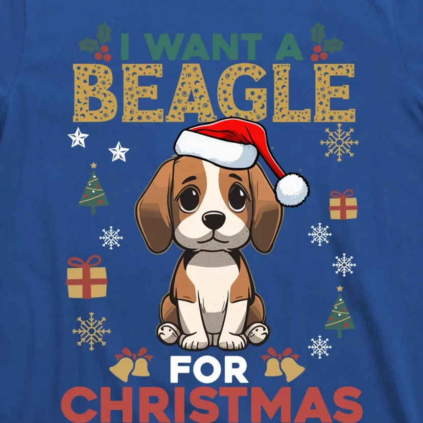 I Want A Beagle For Christmas Cute Dog Lover Family Pajama Gift T-Shirt