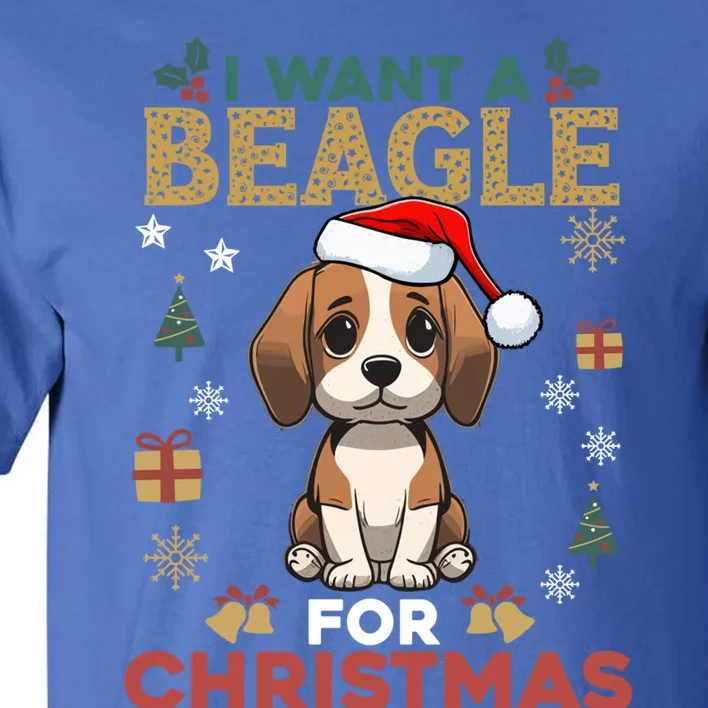 I Want A Beagle For Christmas Cute Dog Lover Family Pajama Gift Tall T-Shirt