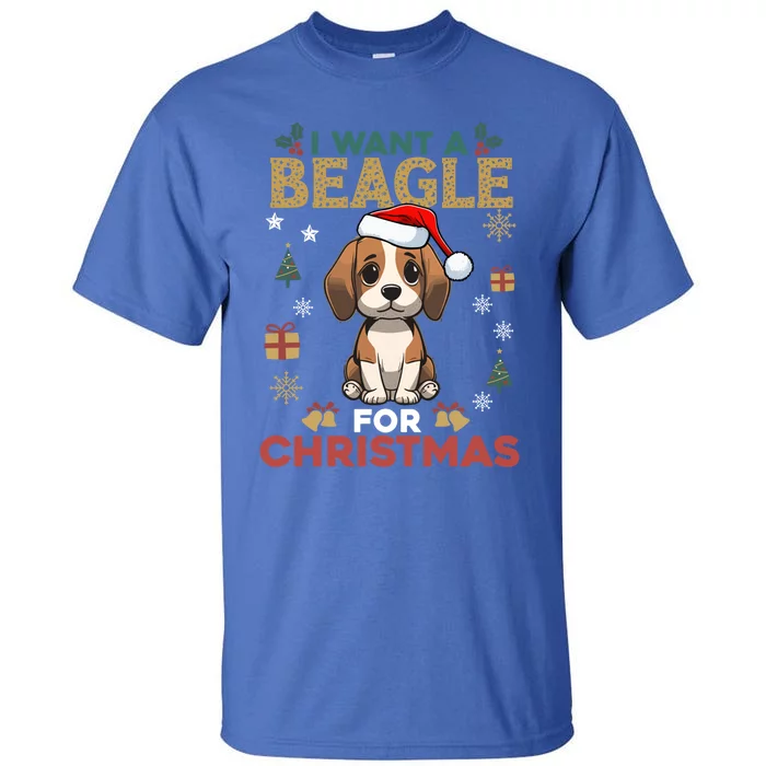 I Want A Beagle For Christmas Cute Dog Lover Family Pajama Gift Tall T-Shirt