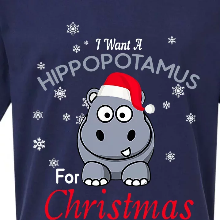 I Want A Hippopotamus For Christmas Hippo Xmas Sueded Cloud Jersey T-Shirt