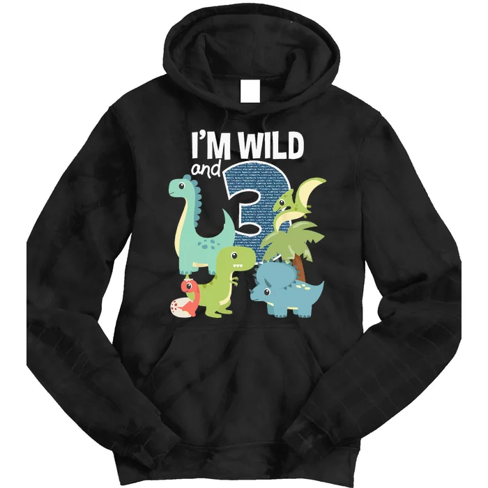 Im Wild And 3 Dinosaurs Theme Birthday Dinosaur Party Tie Dye Hoodie