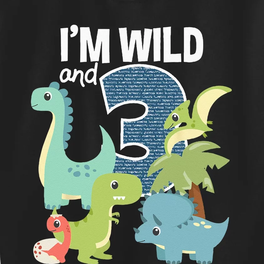 Im Wild And 3 Dinosaurs Theme Birthday Dinosaur Party Kids Sweatshirt