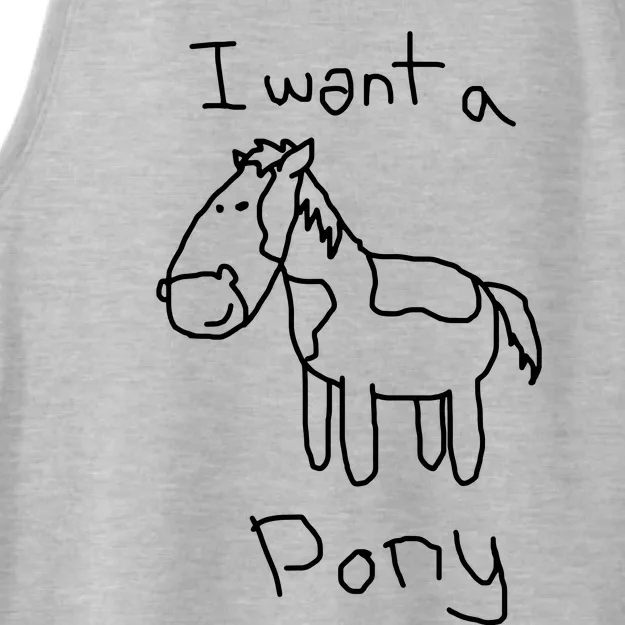 I Want A Pony Funny Drawing Picture Horse Ladies Tri-Blend Wicking Tank