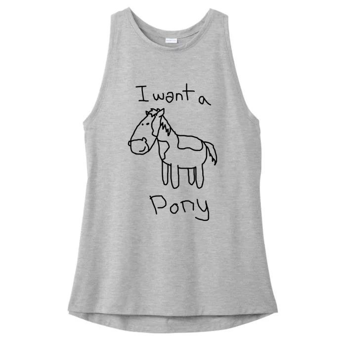 I Want A Pony Funny Drawing Picture Horse Ladies Tri-Blend Wicking Tank