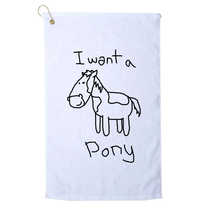 I Want A Pony Funny Drawing Picture Horse Platinum Collection Golf Towel