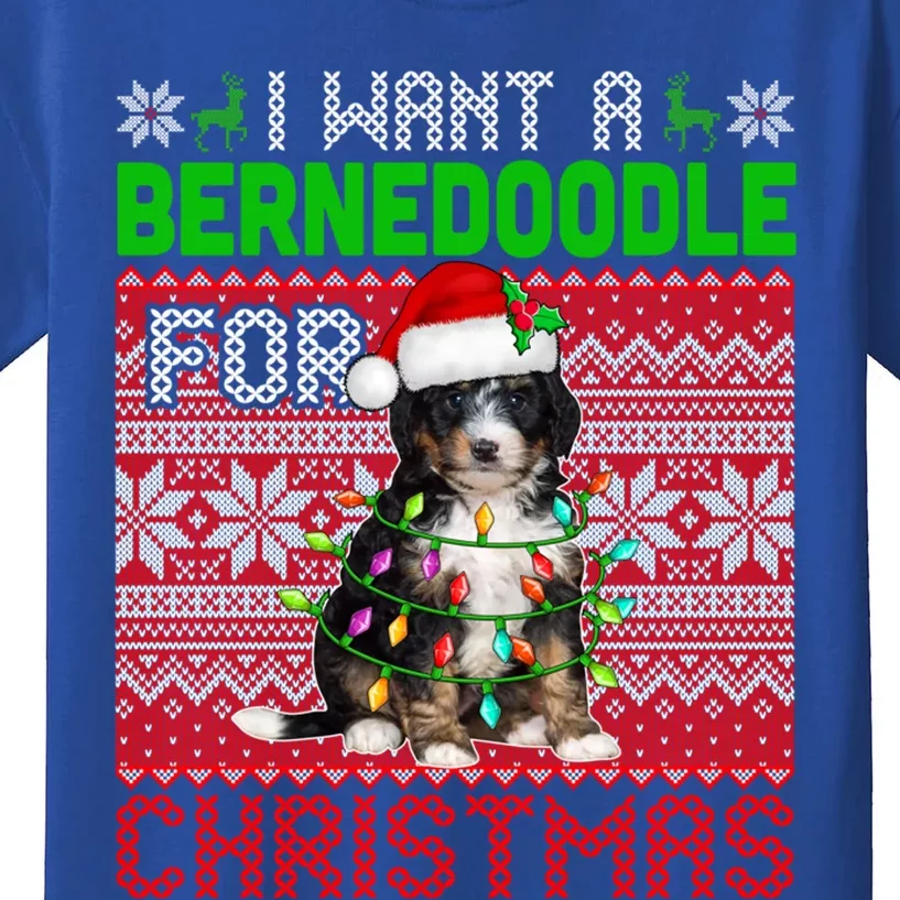 I Want A Bernedoodle For Christmas Santa Dog Lover Owner Gift Kids T-Shirt