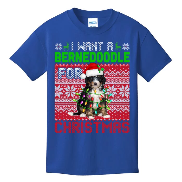 I Want A Bernedoodle For Christmas Santa Dog Lover Owner Gift Kids T-Shirt