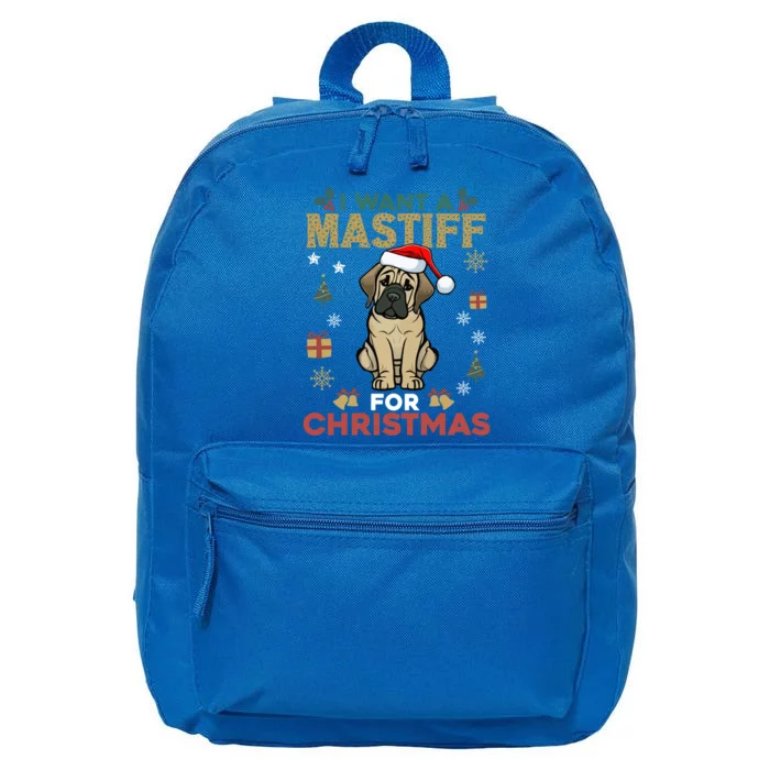 I Want A Mastiff For Christmas Cute Dog Lover Pajama Family Gift 16 in Basic Backpack