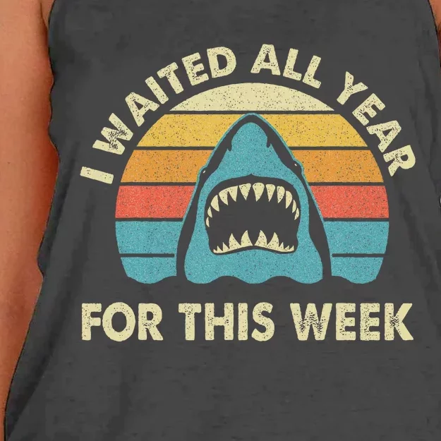 I Waited All Year For This Week Shark Lover Ocean Wildlife Women's Knotted Racerback Tank