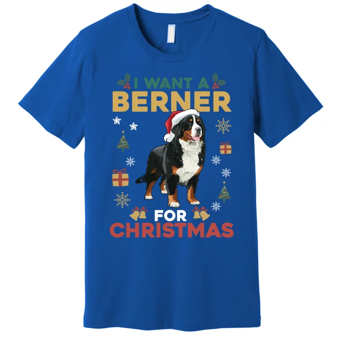 I Want A Berner For Christmas Cute Dog Lovers Family Pajama Gift Premium T-Shirt