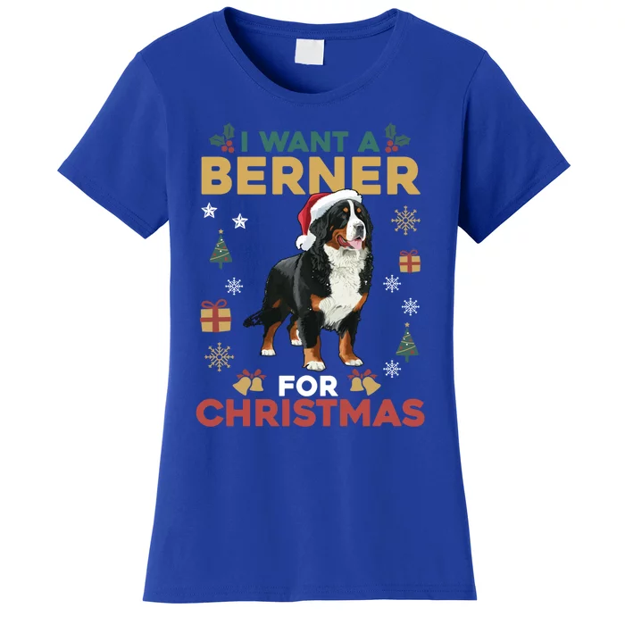 I Want A Berner For Christmas Cute Dog Lovers Family Pajama Gift Women's T-Shirt