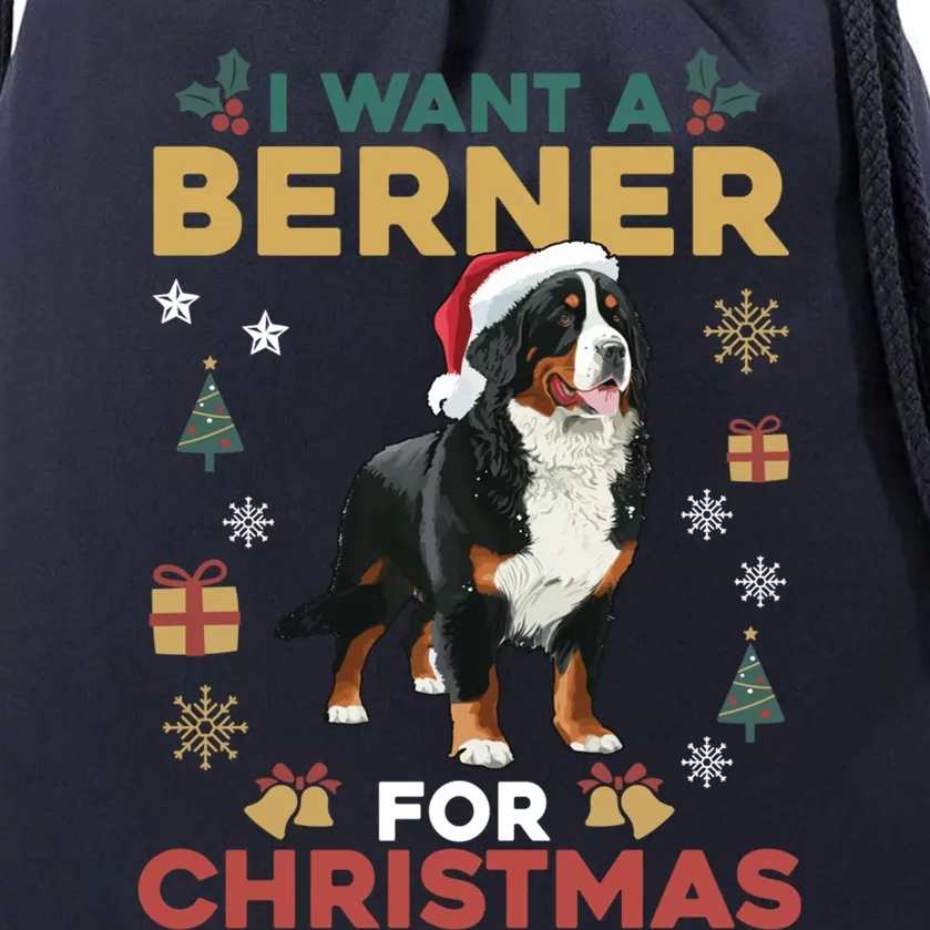 I Want A Berner For Christmas Cute Dog Lovers Family Pajama Gift Drawstring Bag