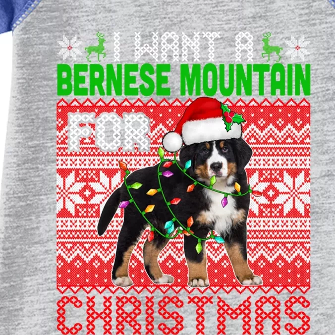 I Want A Bernese Mountain For Christmas Santa Dog Lover Funny Gift Infant Baby Jersey Bodysuit