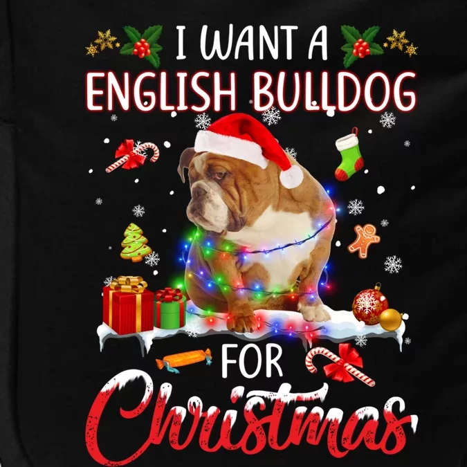 I Want A English Bulldog For Christmas Xmas Lights Santa Gift Impact Tech Backpack