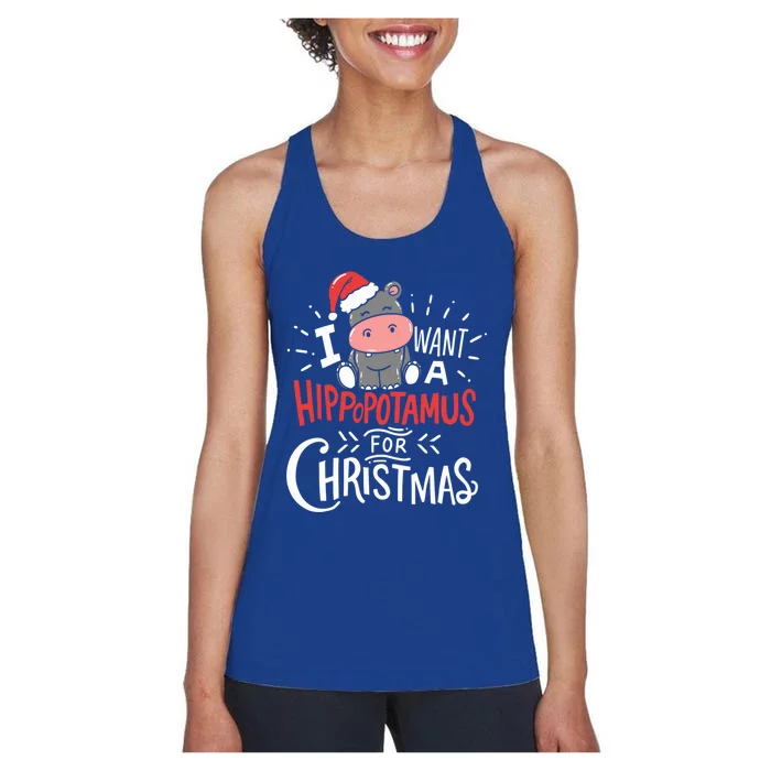 I Want A Hippopotamus For Christmas Xmas Hippo Gift Women's Racerback Tank