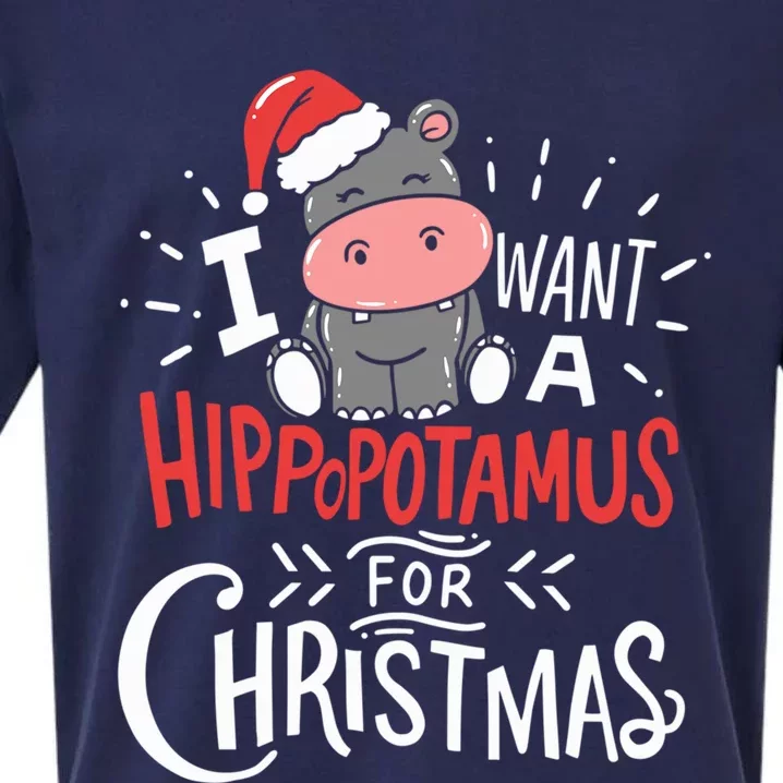 I Want A Hippopotamus For Christmas Xmas Hippo Gift Sueded Cloud Jersey T-Shirt