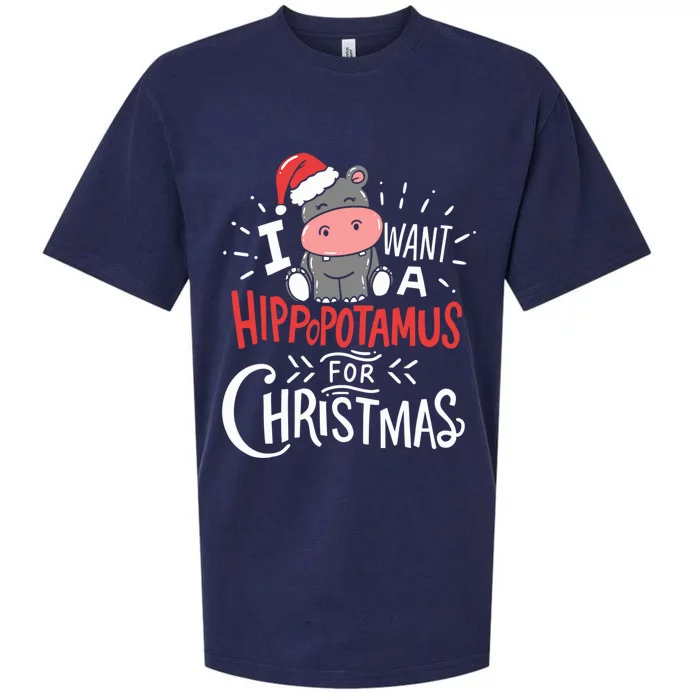 I Want A Hippopotamus For Christmas Xmas Hippo Gift Sueded Cloud Jersey T-Shirt