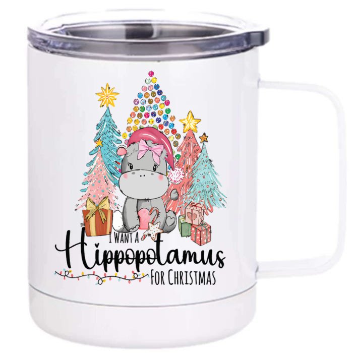 I Want A Hippopotamus Christmas Front & Back 12oz Stainless Steel Tumbler Cup