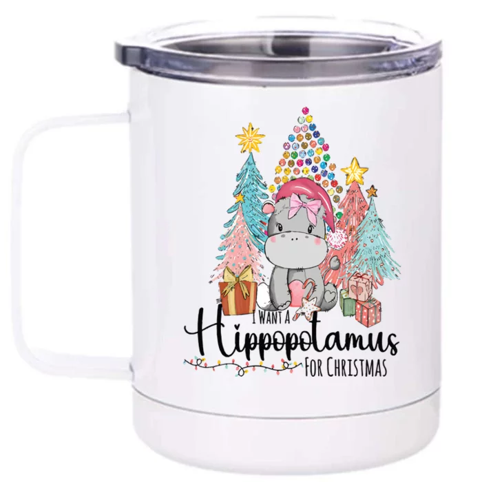 I Want A Hippopotamus Christmas Front & Back 12oz Stainless Steel Tumbler Cup