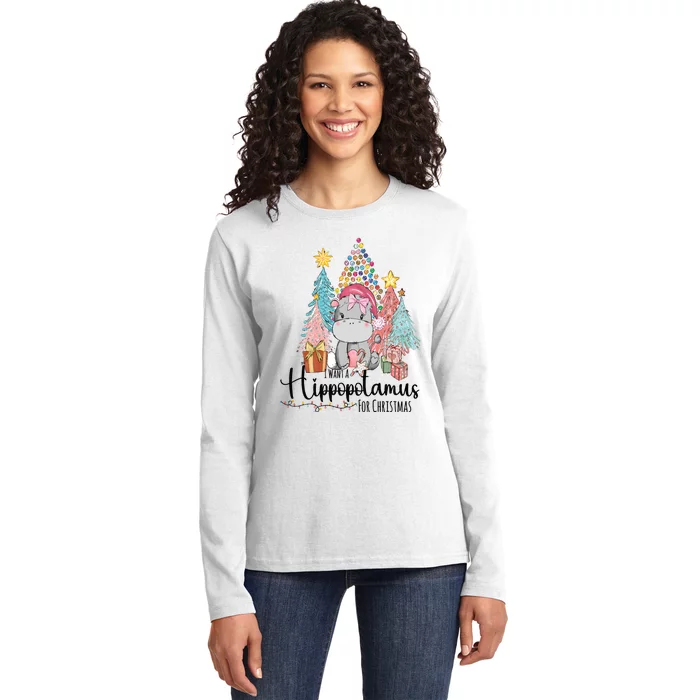 I Want A Hippopotamus Christmas Ladies Long Sleeve Shirt