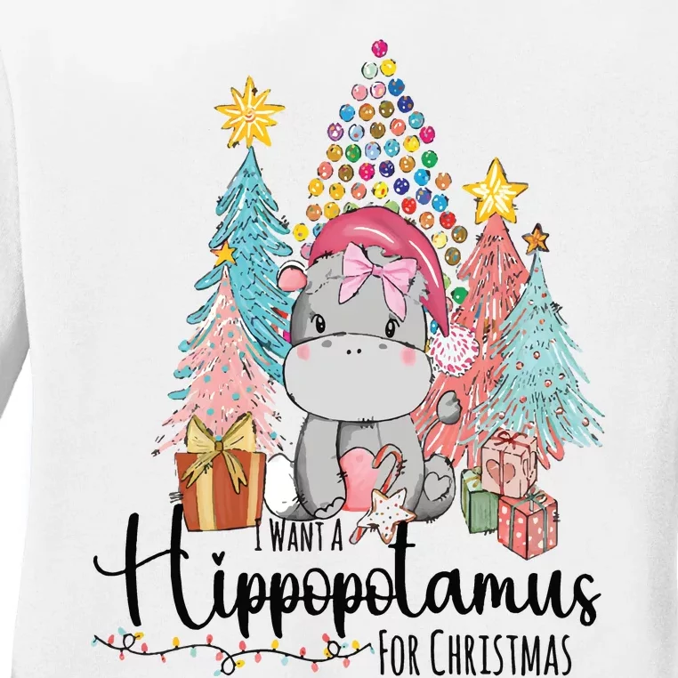 I Want A Hippopotamus Christmas Ladies Long Sleeve Shirt