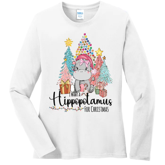 I Want A Hippopotamus Christmas Ladies Long Sleeve Shirt