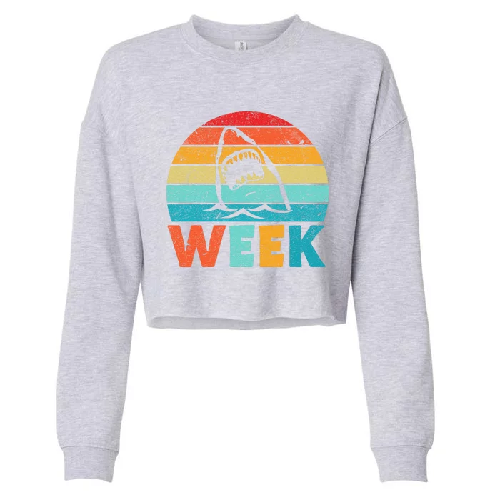 I Waited All Year For This Week Funny Shark Ocean Wildlife Cropped Pullover Crew