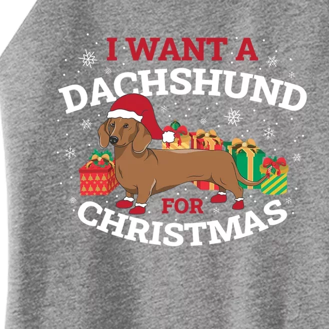 I Want A Dachshund For Christmas Cute Gift Women’s Perfect Tri Rocker Tank