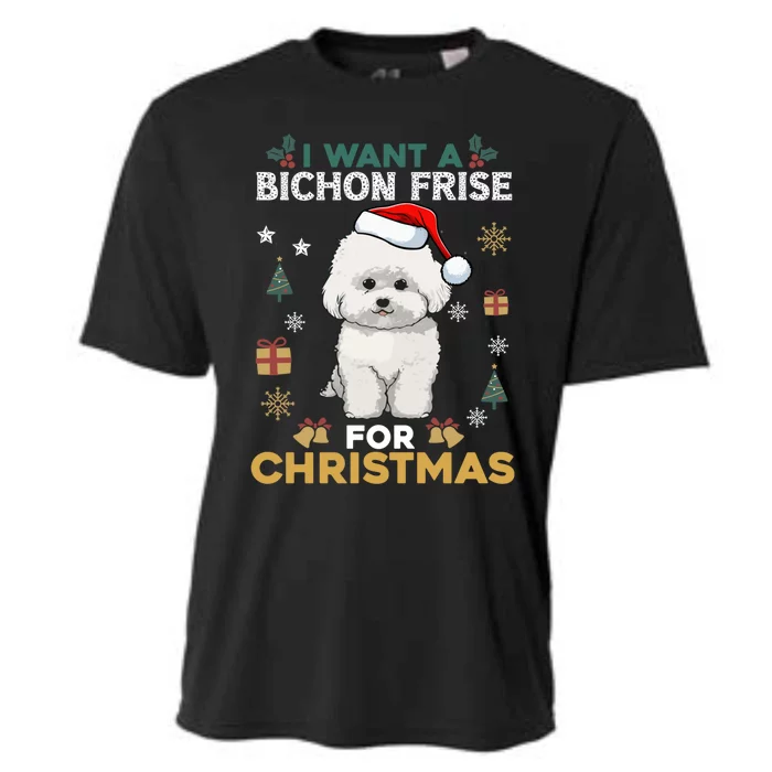 I Want A Bichon Frise For Christmas Cute Dog Lover Pajamas Cool Gift Cooling Performance Crew T-Shirt