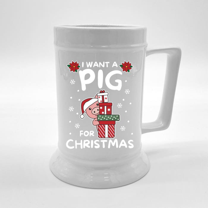 I Want A Pig For Christmas Cute Pigs Cool Gift Front & Back Beer Stein