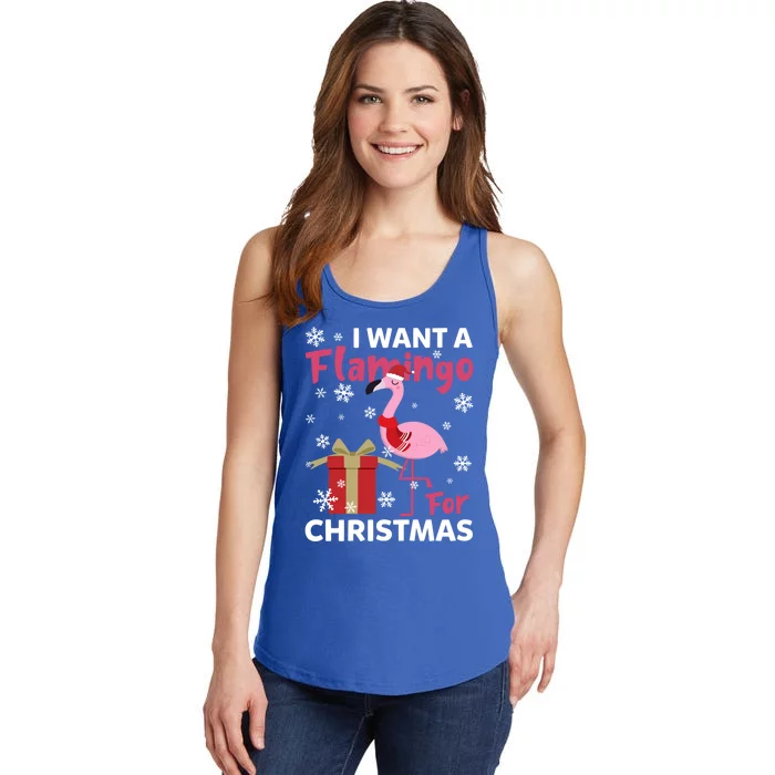 I Want A Flamingo For Christmas Funny Flamingo Lovers Gift Ladies Essential Tank