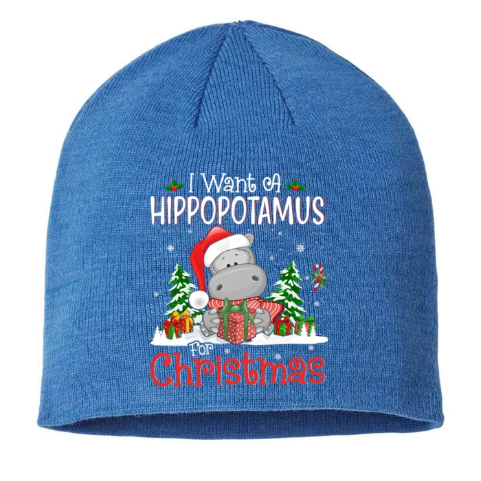 I Want A Hippopotamus For Christmas Xmas Hippo For Gift 8 1/2in Sustainable Knit Beanie