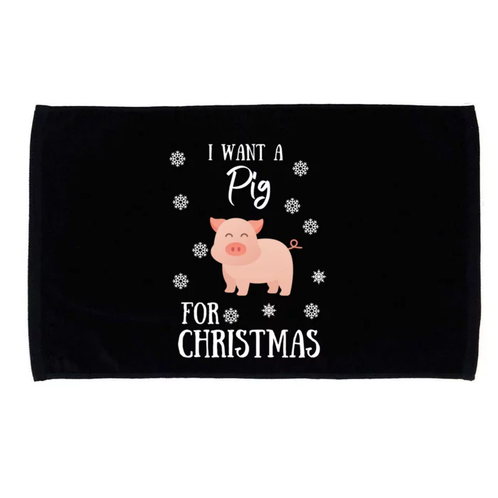 I Want A Pig For Christmas Pig Mom Gift Microfiber Hand Towel