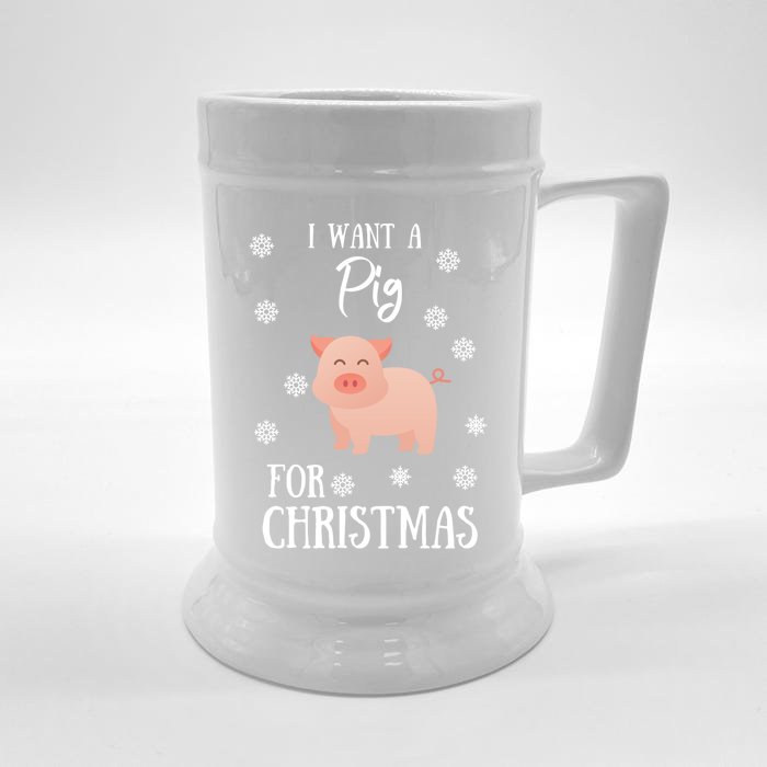 I Want A Pig For Christmas Pig Mom Gift Front & Back Beer Stein