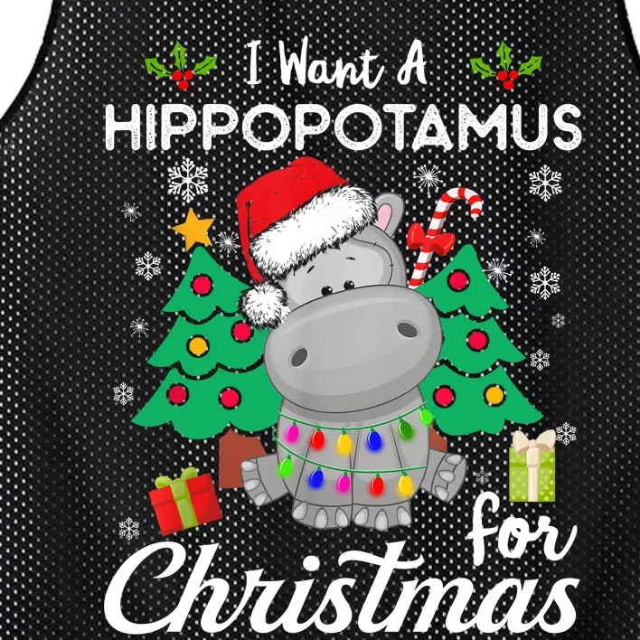 I Want A Hippopotamus For Christmas Cute Gift Xmas Costume Mesh Reversible Basketball Jersey Tank