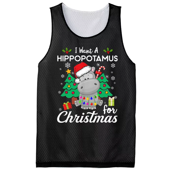 I Want A Hippopotamus For Christmas Cute Gift Xmas Costume Mesh Reversible Basketball Jersey Tank