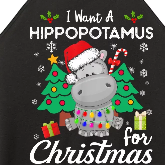 I Want A Hippopotamus For Christmas Cute Gift Xmas Costume Women’s Perfect Tri Rocker Tank